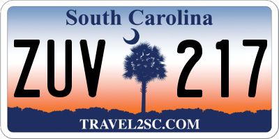 SC license plate ZUV217