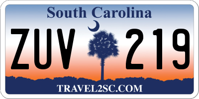 SC license plate ZUV219