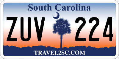 SC license plate ZUV224