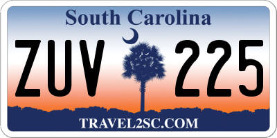 SC license plate ZUV225