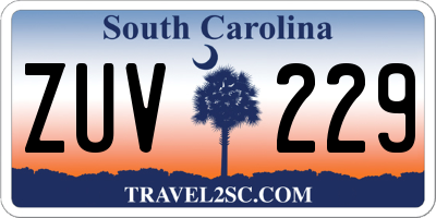 SC license plate ZUV229