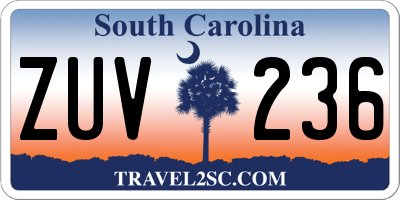 SC license plate ZUV236