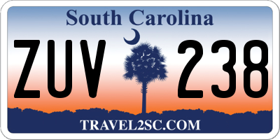 SC license plate ZUV238