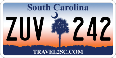 SC license plate ZUV242