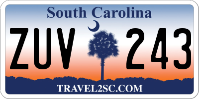 SC license plate ZUV243