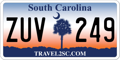 SC license plate ZUV249