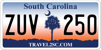 SC license plate ZUV250