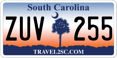SC license plate ZUV255