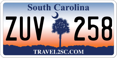 SC license plate ZUV258