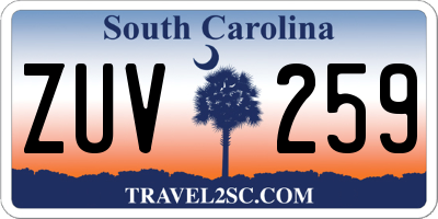 SC license plate ZUV259