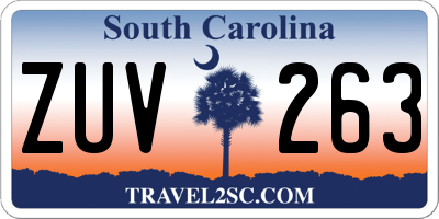 SC license plate ZUV263