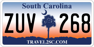 SC license plate ZUV268