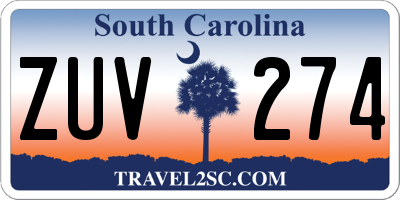 SC license plate ZUV274