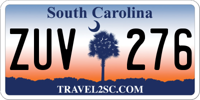 SC license plate ZUV276
