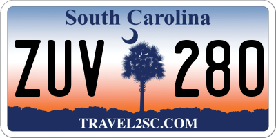 SC license plate ZUV280