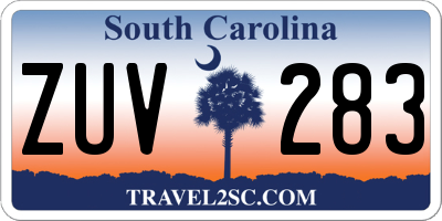 SC license plate ZUV283