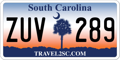 SC license plate ZUV289