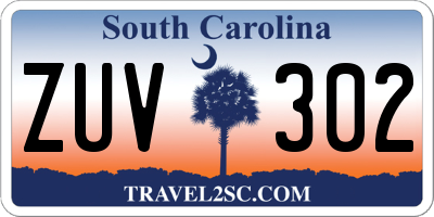 SC license plate ZUV302