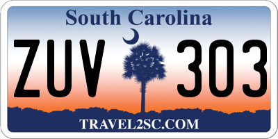SC license plate ZUV303