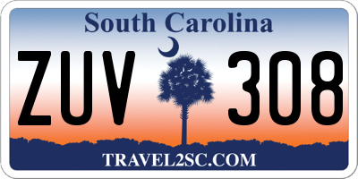SC license plate ZUV308
