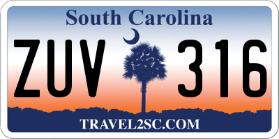 SC license plate ZUV316