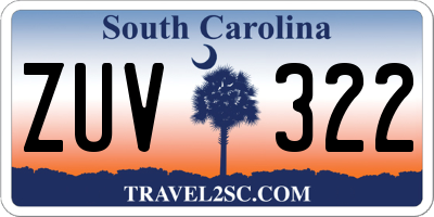 SC license plate ZUV322