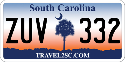 SC license plate ZUV332