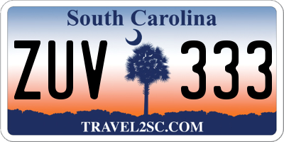 SC license plate ZUV333