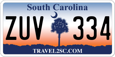 SC license plate ZUV334