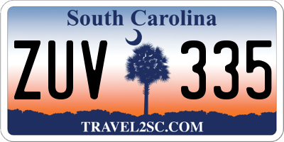 SC license plate ZUV335