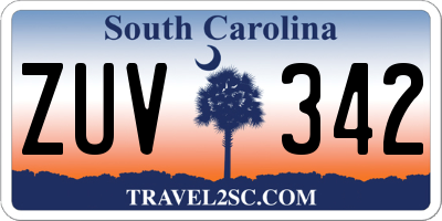 SC license plate ZUV342