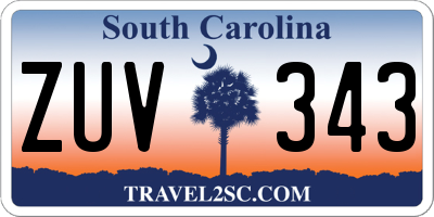 SC license plate ZUV343