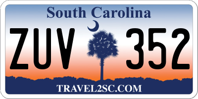 SC license plate ZUV352