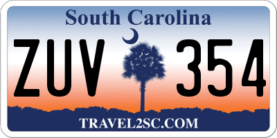 SC license plate ZUV354