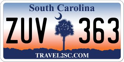 SC license plate ZUV363