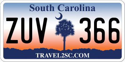 SC license plate ZUV366