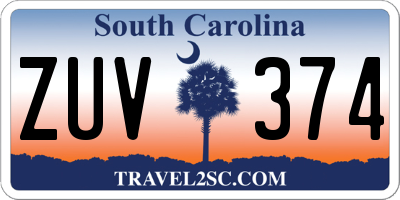 SC license plate ZUV374