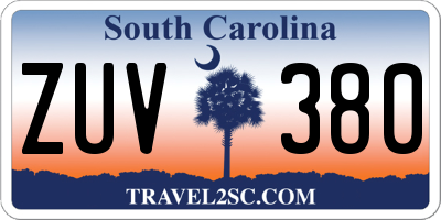 SC license plate ZUV380