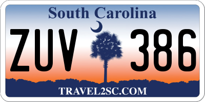 SC license plate ZUV386