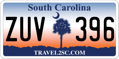 SC license plate ZUV396