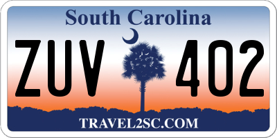 SC license plate ZUV402