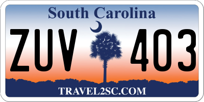 SC license plate ZUV403