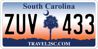 SC license plate ZUV433