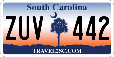 SC license plate ZUV442