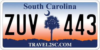 SC license plate ZUV443