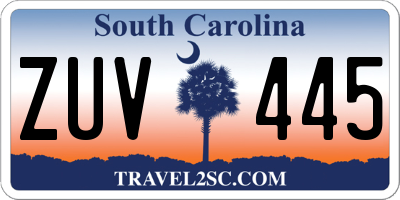 SC license plate ZUV445