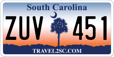 SC license plate ZUV451