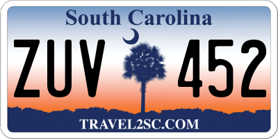 SC license plate ZUV452