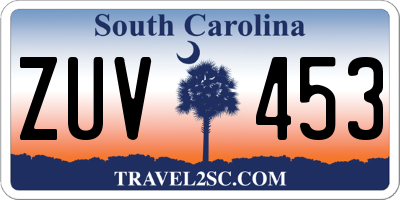 SC license plate ZUV453