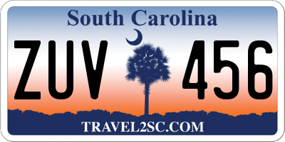 SC license plate ZUV456